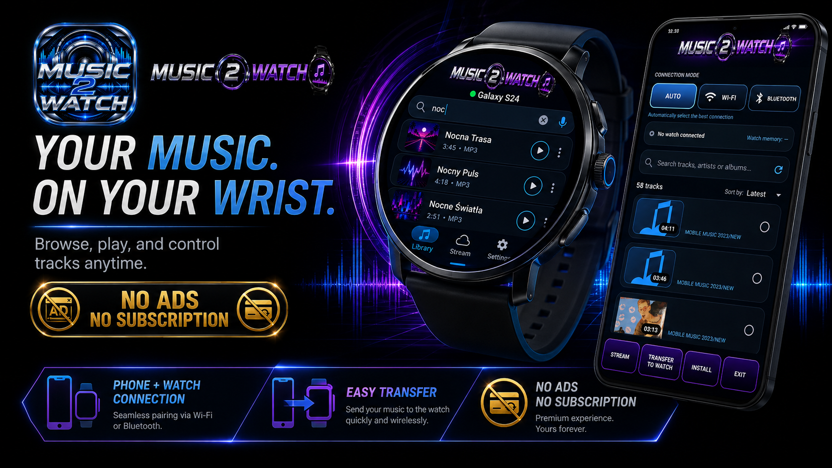 MUSIC 2 WATCH music transfer and playback screenshot 2
