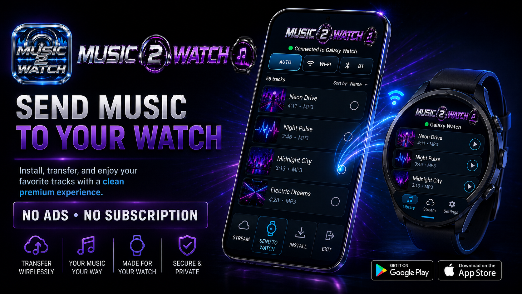MUSIC 2 WATCH Wear OS smartwatch music screenshot 3