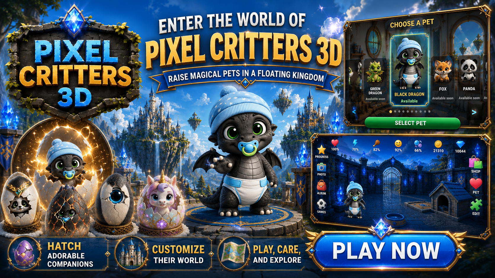 Pixel Critters 3D Android virtual pet game screenshot 1