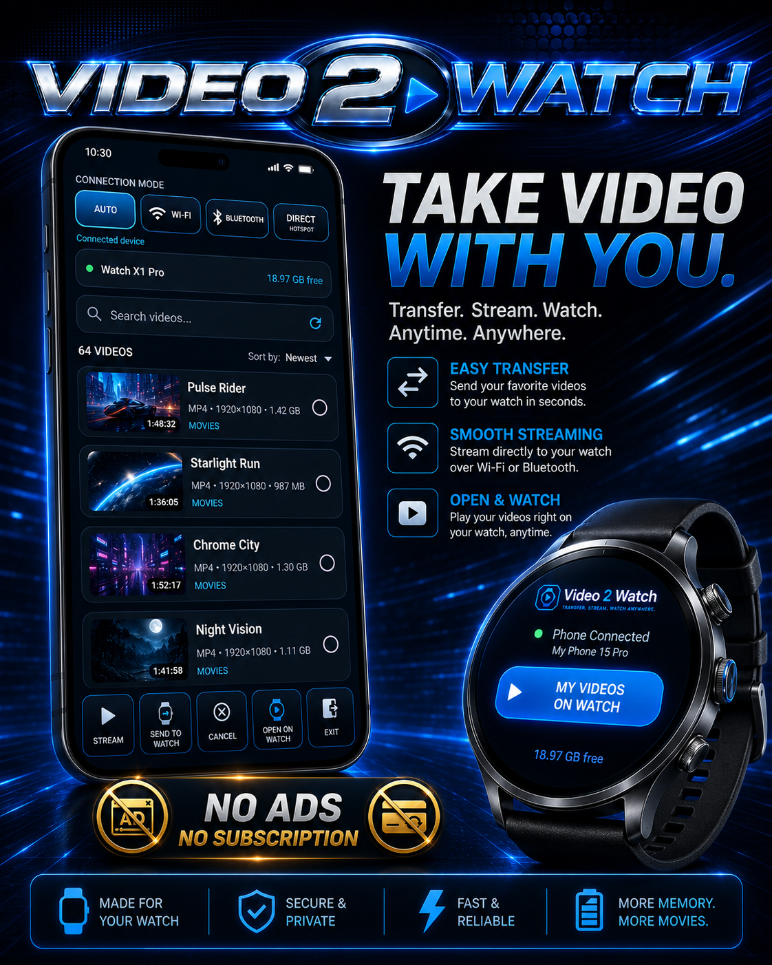 VIDEO 2 WATCH Android to Wear OS video app screenshot 2