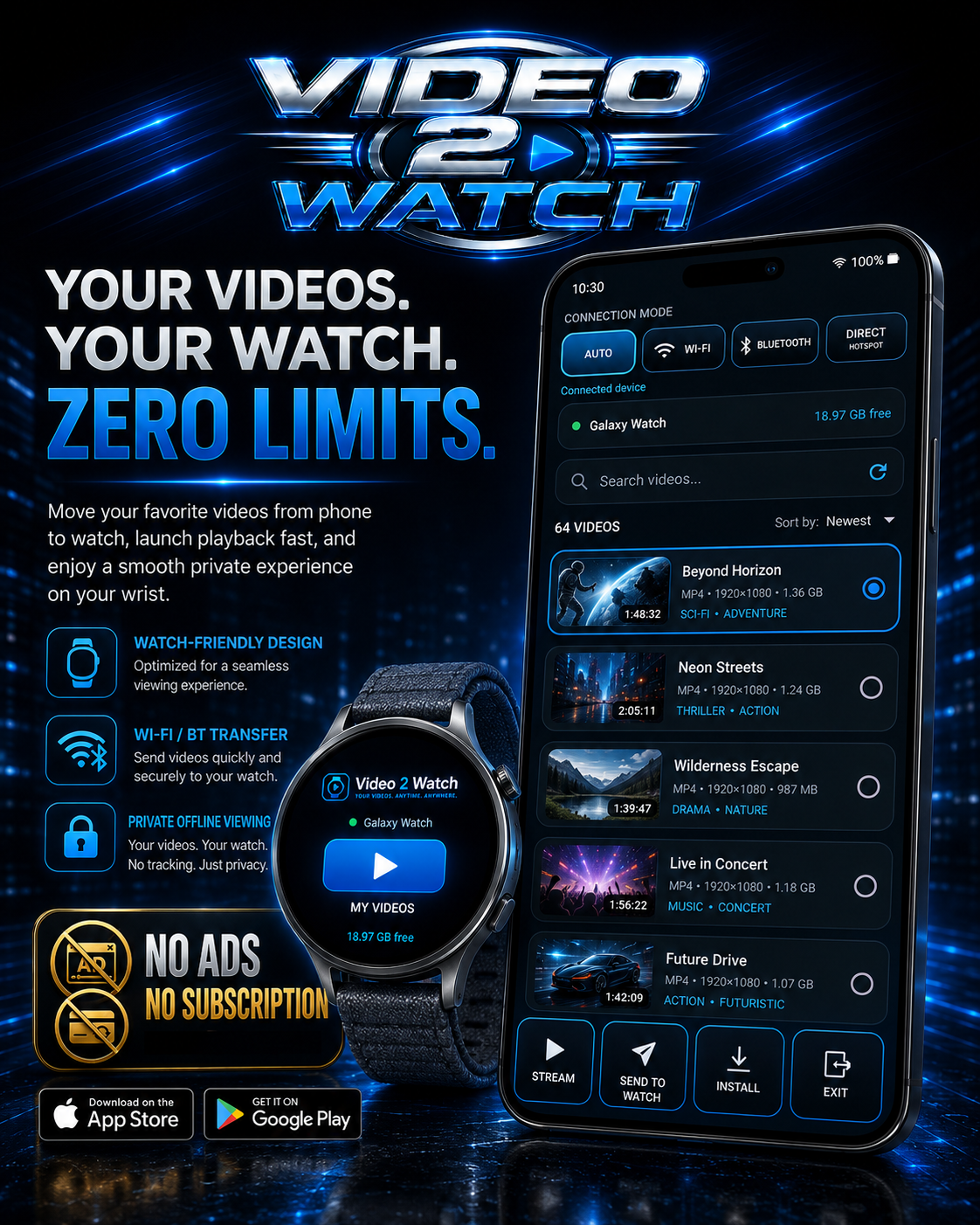 VIDEO 2 WATCH Android to Wear OS video app screenshot 3